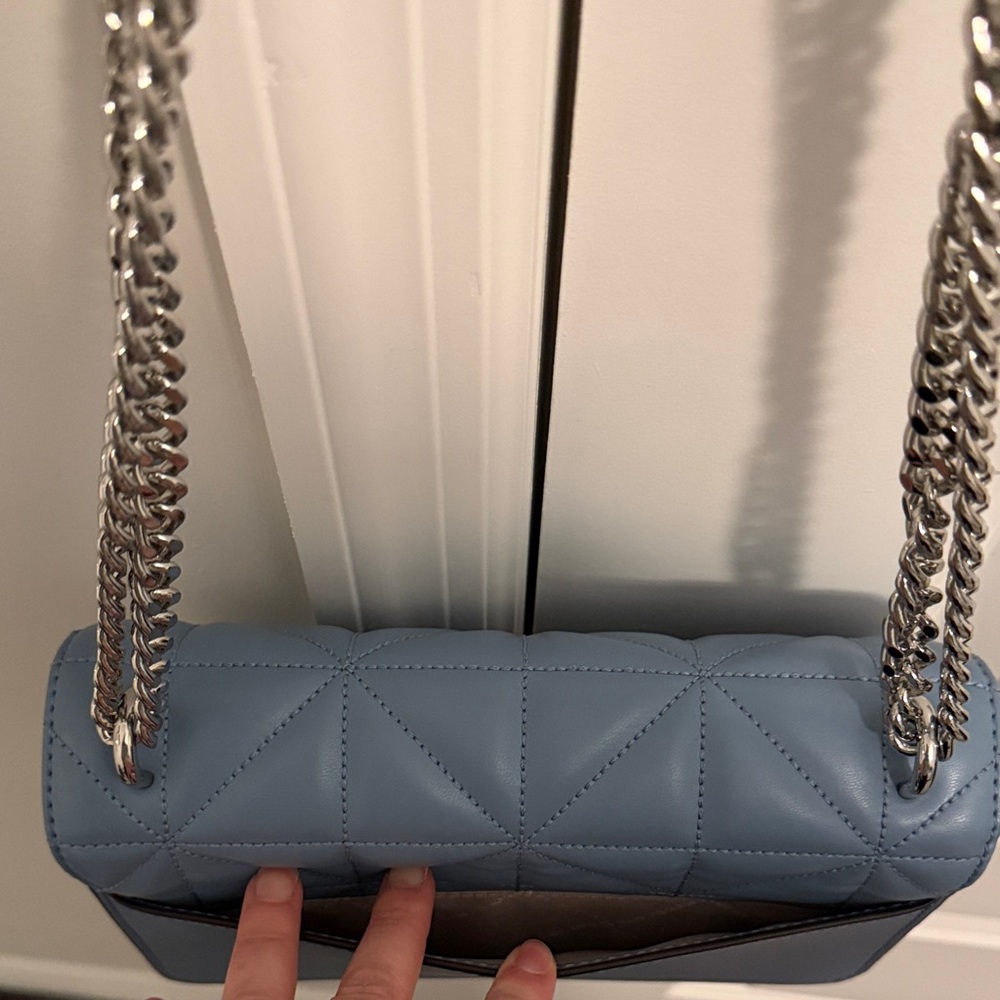 Michael Kors Blue Quilted Shoulder Bag with Silver Chain - Picture 8 of 8